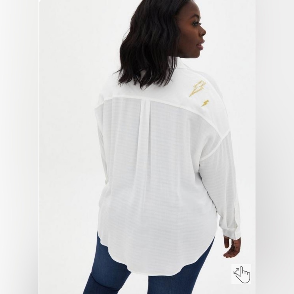 Torrid Drop Shoulder Button-Front Top - Lightning… - image 2